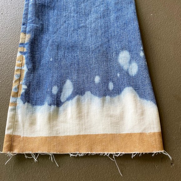 Bohemian Upcycled Artisan Jeans Handpainted Aztec Distressed Denim - Picture 15 of 17